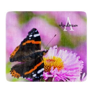 Schmetterling Roter Admiral Glas-Hackbrett Schneidebrett