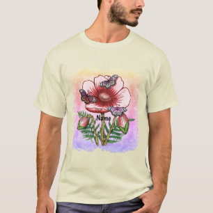 Schmetterling Roter Mohn T-Shirt