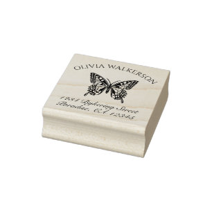 Schmetterling-Rücksendeadresse Gummistempel