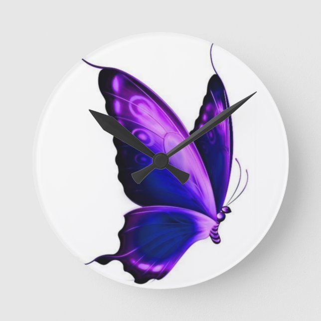 Schmetterling Runde Wanduhr (Vorderseite)