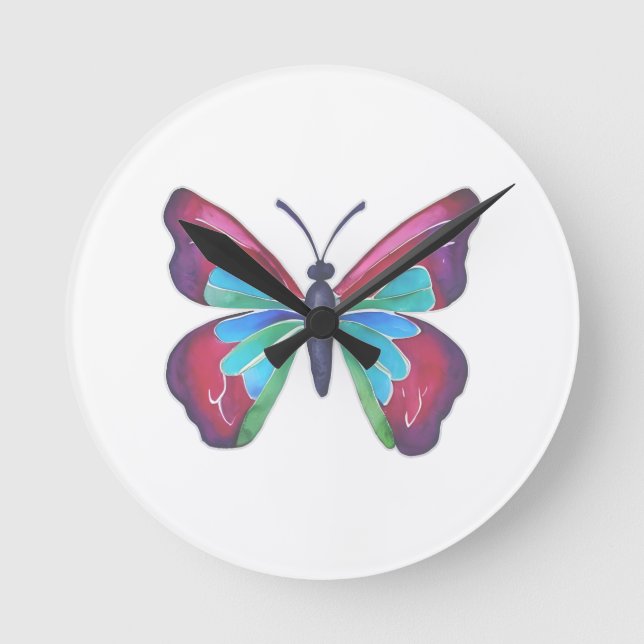 Schmetterling Runde Wanduhr (Vorderseite)