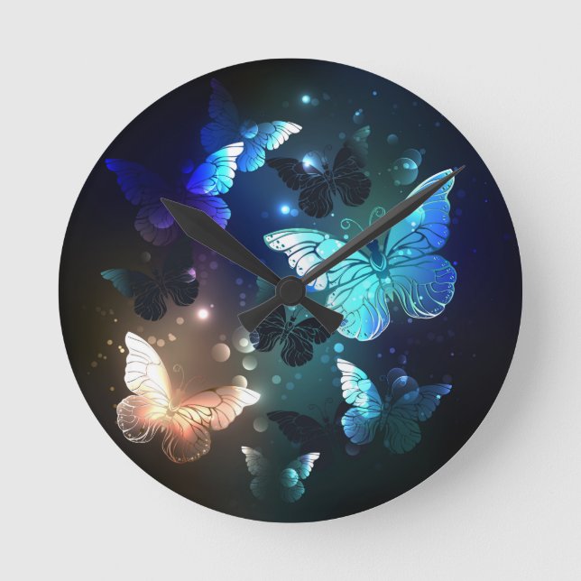 Schmetterling Runde Wanduhr (Vorderseite)