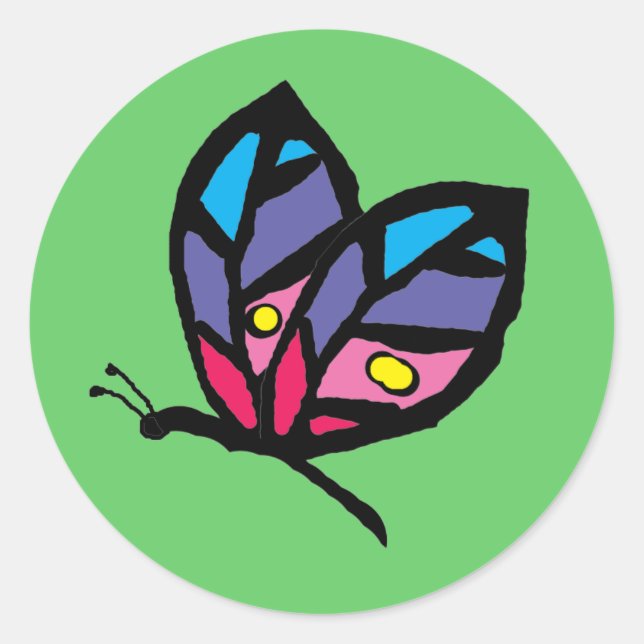 Schmetterling Runder Aufkleber (Vorderseite)
