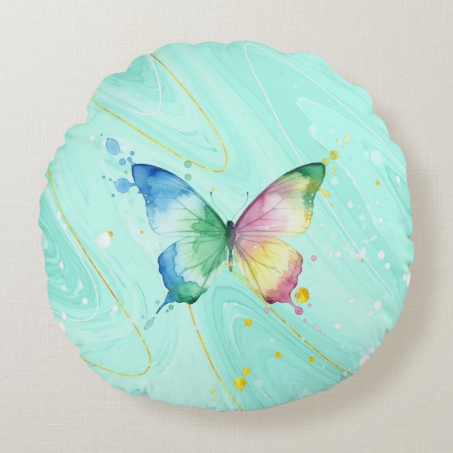 Schmetterling Rundes Kissen (Vorderseite)