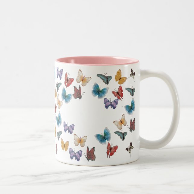 Schmetterling-Schablone Zweifarbige Tasse (Rechts)