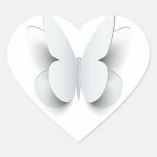 Schmetterling - Schnitt durch Papier Herz-Aufkleber
