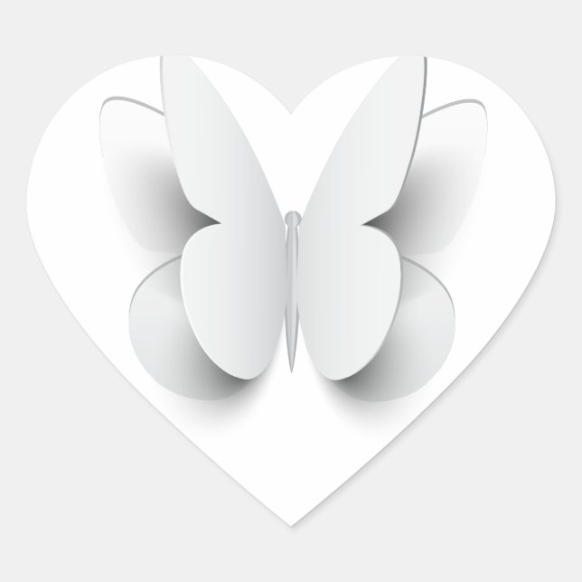 Schmetterling - Schnitt durch Papier Herz-Aufkleber (Vorderseite)