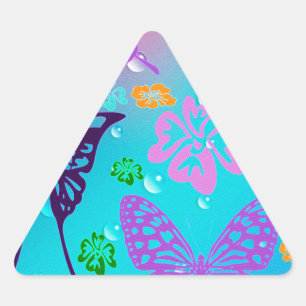 Schmetterling Schöne Aloha Hawaiianische Blütenhoc Dreieckiger Aufkleber