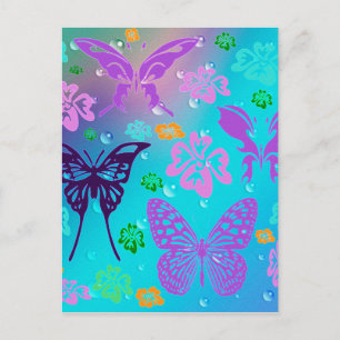 Schmetterling Schöne Aloha Hawaiianische Blütenhoc Postkarte