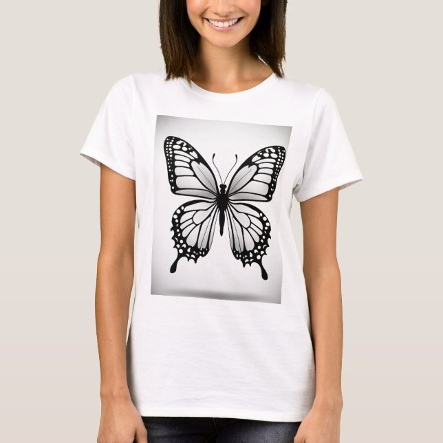 Schmetterling schwarz und weiß gestalten T-Shirt (Vorderseite)