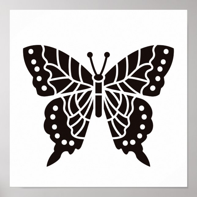 Schmetterling Schwarz-Weiß Poster (Vorne)