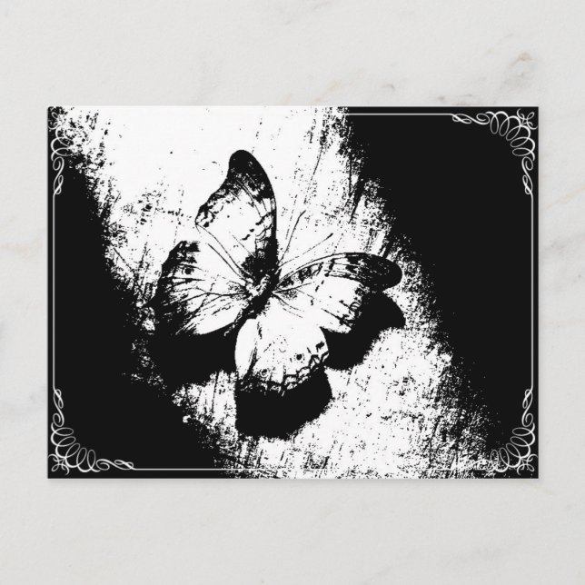 Schmetterling Schwarz-Weiß Postkarte (Vorderseite)