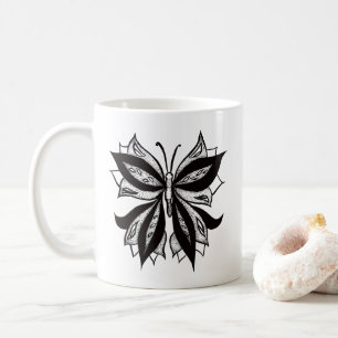 Schmetterling Schwarz-Weiß-Stamm Tattoo Kaffeetasse