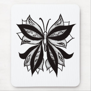 Schmetterling Schwarz-Weiß-Stamm Tattoo Mousepad