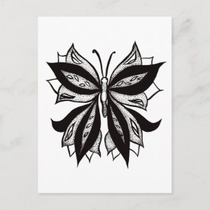 Schmetterling Schwarz-Weiß-Stamm Tattoo Postkarte