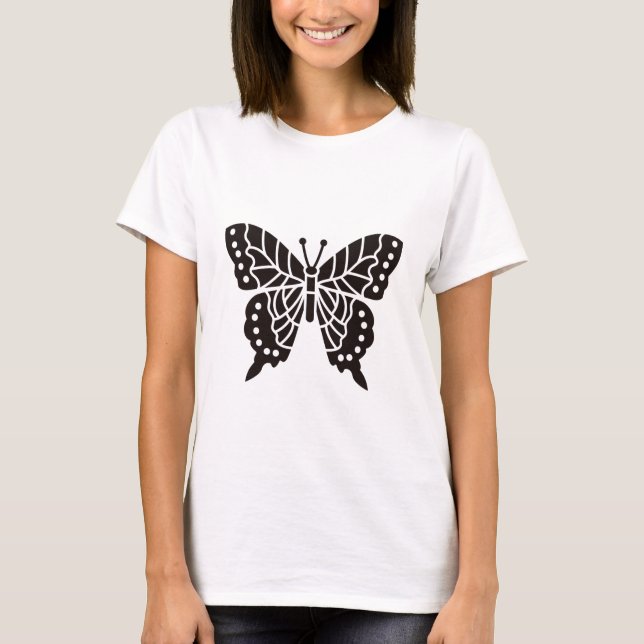 Schmetterling Schwarz-Weiß T-Shirt (Vorderseite)