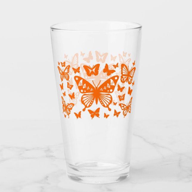 Schmetterling-Segen in Orange Glas (Vorderseite)