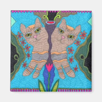 Schmetterling - Seite an Seite Katzen Magnet