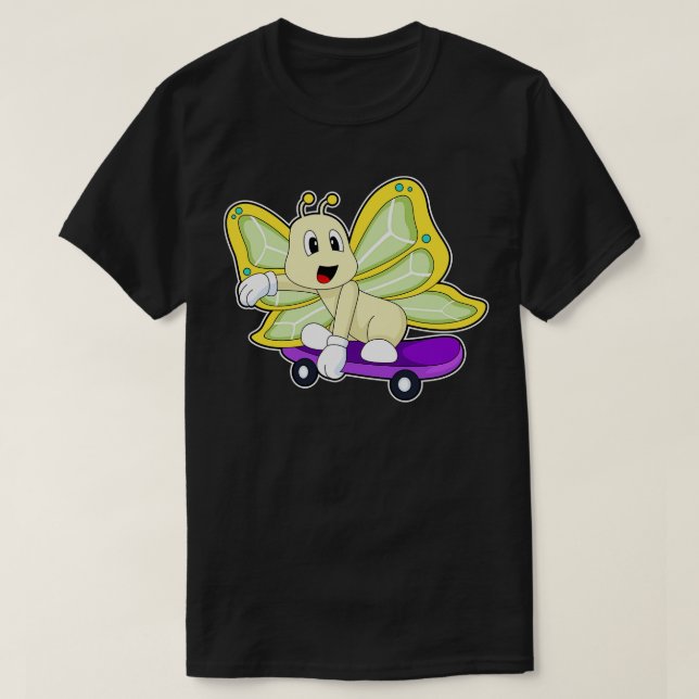 Schmetterling-Skater-Skateboard T-Shirt (Design vorne)