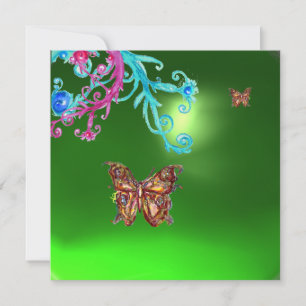 SCHMETTERLING-SMARAGD, grün blau hellrosa lila Einladung