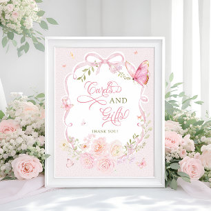 Schmetterling Soft Pink Florale Karten und Geschen Poster