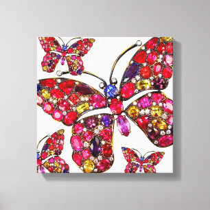 Schmetterling Strasssteine Vintage Kostüm Schmuck Leinwanddruck