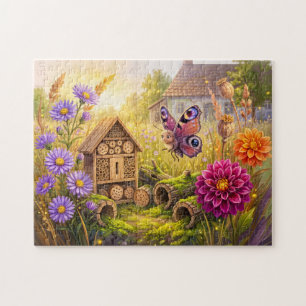 Schmetterling sucht Winterschutz im Insektenhotel Puzzle