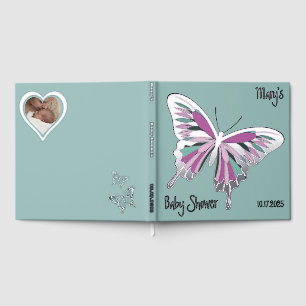 Schmetterling Sweet Palette Baby Dusche Silberfoli Gästebuch