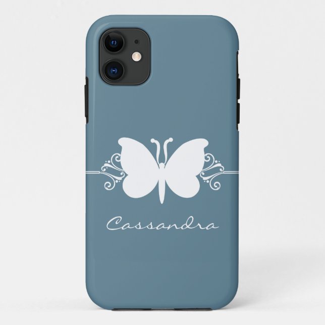 Schmetterling Swirl CM ID iPhone 5 Case, Blau Case-Mate iPhone Hülle (Rückseite)