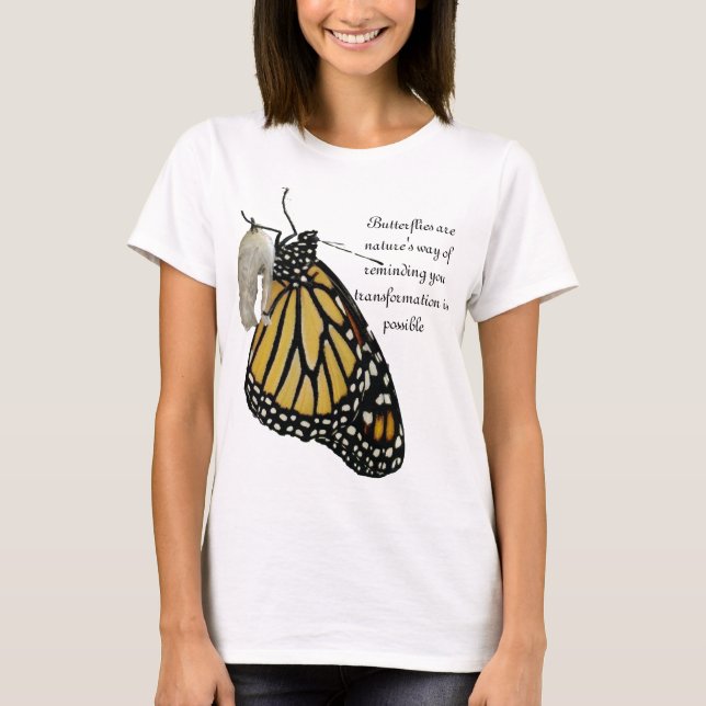 Schmetterling-T - Shirt mit Motivierend Zitat (Vorderseite)