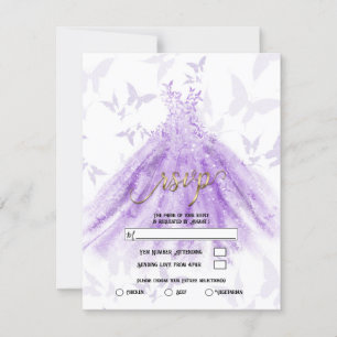 Schmetterling Tanz Lila Kleid Hochzeitsdusche RSVP Einladung