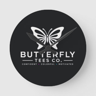 Schmetterling Tees Co. 0047688-WTL6 Runde Wanduhr