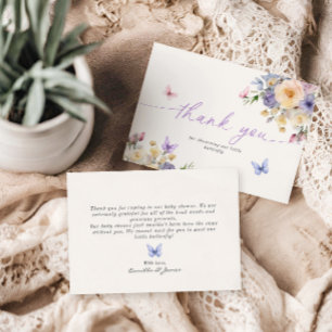 Schmetterling Themed Pastel Baby Dusche Danke Kart Einladung