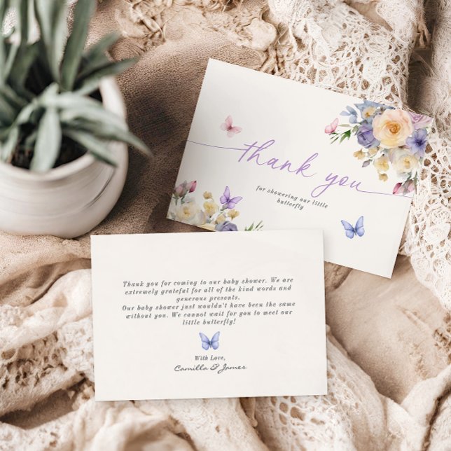 Schmetterling Themed Pastel Baby Dusche Danke Kart Einladung (Von Creator hochgeladen)