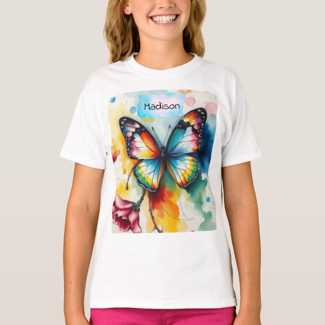 Schmetterling Tinte Anpassbar  T-Shirt (Vorderseite)