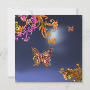 SCHMETTERLING TOPAS BLAU, hellrosa orange braun Einladung