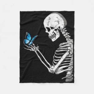 Schmetterling Totenkopf Skelett Retro Halloween Fleecedecke