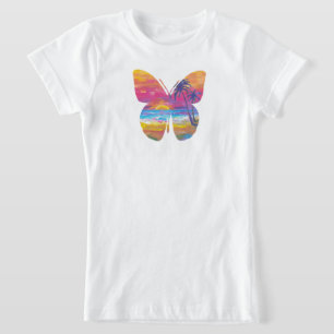Schmetterling tropischer Sonnenuntergang T-Shirt