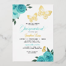 Schmetterling Türkis Rosen Quinceanera Real