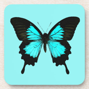 Schmetterling - türkisblau und schwarz getränkeuntersetzer
