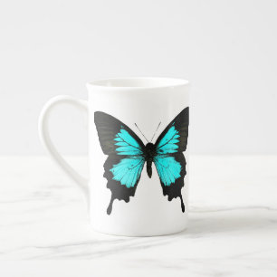 Schmetterling - türkisblau und schwarz prozellantasse