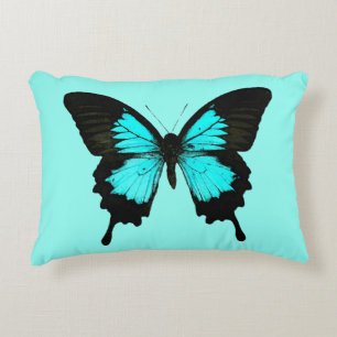 Schmetterling - türkisblau und schwarz zierkissen