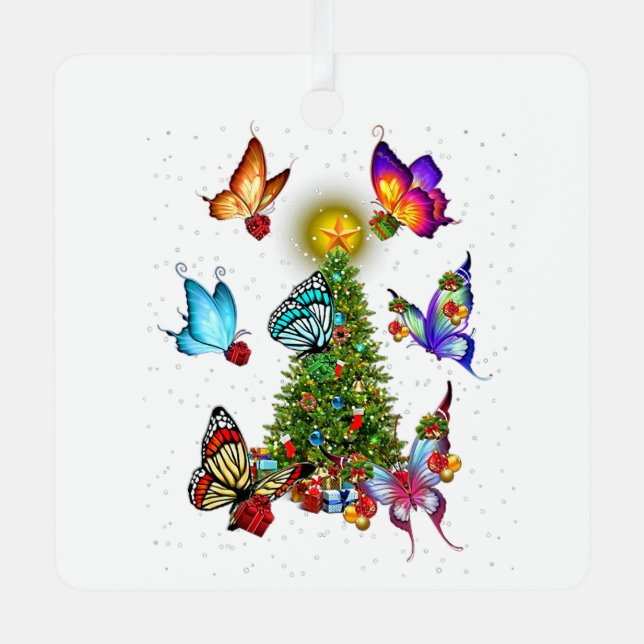 Schmetterling um Weihnachtsbaumschmetterlinge xmas Ornament Aus Metall (Vorderseite)