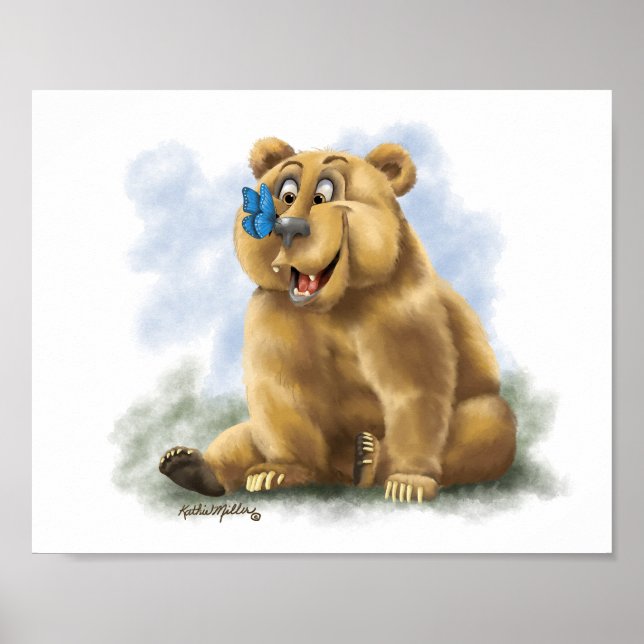 Schmetterling und Bär Cartoon Poster (Vorne)