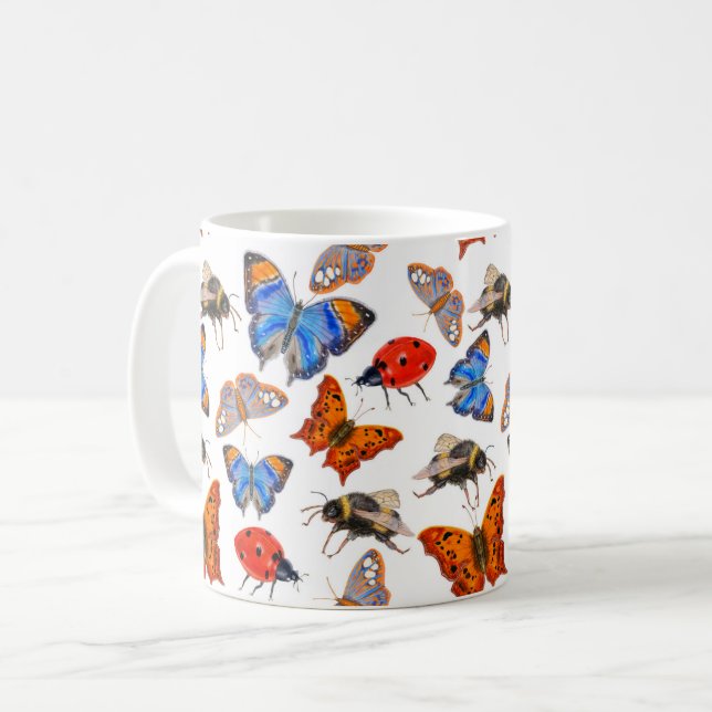 Schmetterling und Biene-Tasse Kaffeetasse (Vorderseite Links)