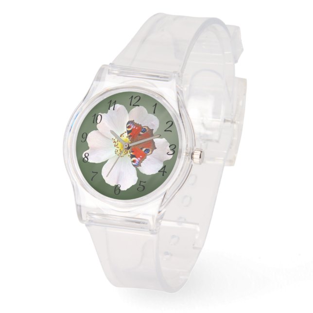 Schmetterling und Blume Armbanduhr (Winkel)