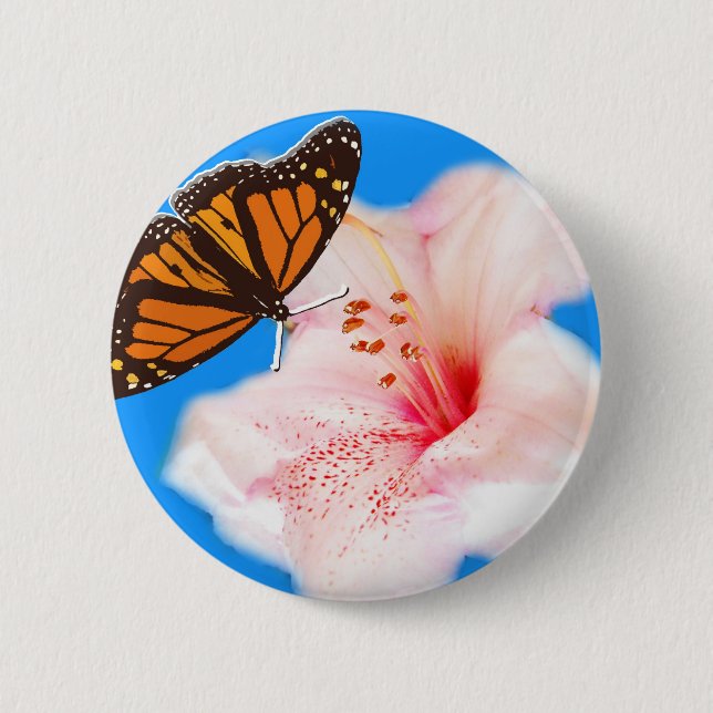 Schmetterling und Blume Button (Vorderseite)