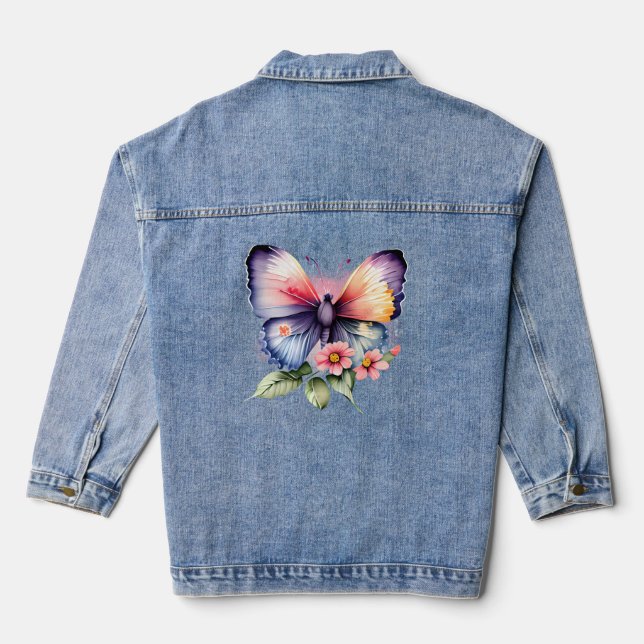 Schmetterling und Blume Denim Jacket Jeansjacke (Rückseite)