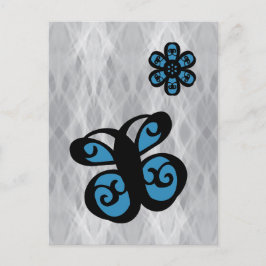 Schmetterling und Blume Design, Blauer Farbschlauc Postkarte
