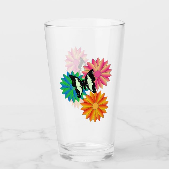 Schmetterling und Blume Glas (Vorderseite)
